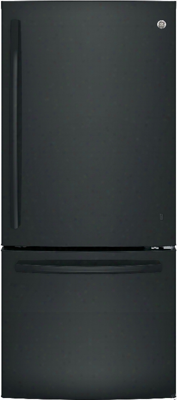 Ge Gbe21dgkbb 30 Inch Bottom Freezer Refrigerator With 20.9 Cu. Ft. Capacity, Led Lighting, 2 Adjustable Shelves, 2 Humidity Controll Ed Drawers, 4 Door Bins, 1 Freezer Shelf, 1 Freezer Basket And Energy Star Qualified: Black