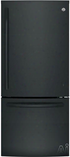 Ge Gde21e 30 Inch Bottom Mount Refrigerator With 20.9 Cu. Ft. Capacity, 2 Full-width Adjustable Glass Shelves, Gallon Storage, Sliding Snack Drawer, 2 Humidity Controlle D Crispers, Factory Installed Ice Maker And Energy Star Qualified