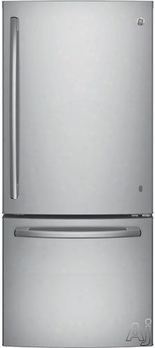Ge Gde21eskss 30 Inch Bottom Mount Refrigerator With 20.9 Cu. Ft. Capacity, 2 Full-width Adjustable Glass Shelves, Gallon Storage, Sliding Snack Drawer, 2 Humidity Contrloled Crispers, Factory Installled Ice Maker And Energy Star Qualified: Stainless Steel