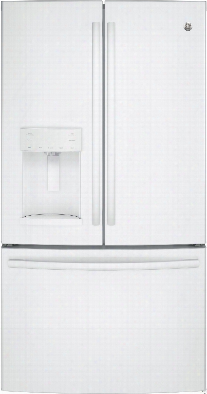 Ge Gfe26ggkww 36 Inch French Door Refrigerator With Twinchill␞, Turbo Cool, Turbo Freeze, Showcase Led, 25.8 Cu. Ft. Capacity, Sabbath Mode, Ada Compliant, Energy Star Rated And Freestanding: White