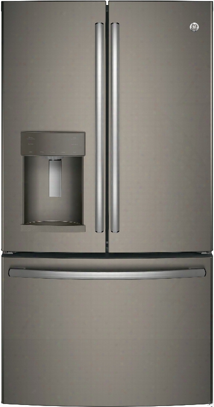 Ge Gfe26gmkes 36 Inch French Door Refrigerator With Twinchill␞, Turbo Cool, Turbo Freeze, Showcase Led, 25.8 Cu. Ft. Capacity, Sabbath Mode, Ada Compliant, Energy Star Rated And Freestanding: Slate