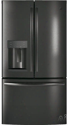 Ge Gf28gblts 36 Inch French Door Refrigerator With Twinchill, Turbo Cool, Turb O Freeze, Showcase Led, Ice And Water Dispenser, Advanced Filtration, 27.8 Cu. Ft. Capacity, Ada Compliant, Sabbath Mode, Energy Star And Freestanding: Black Stainless Steel