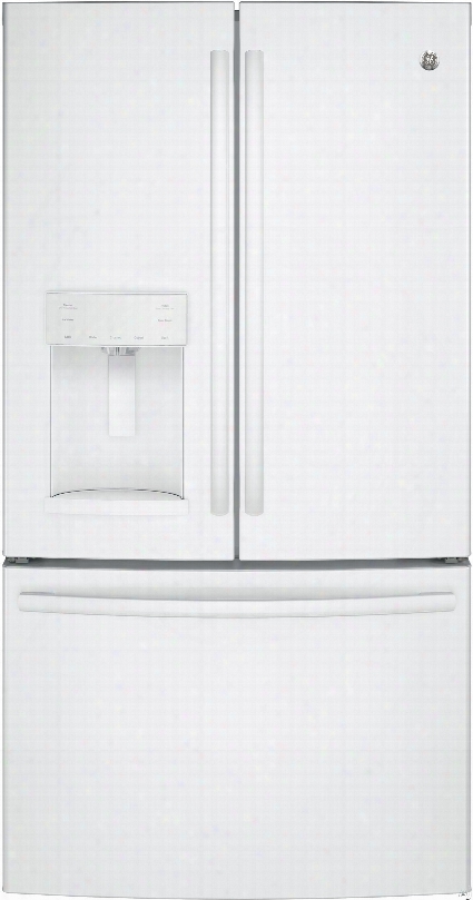 Ge Gfe28ggkww 36 Inch French Door Refrigerator With Twinchill, Turbo Cool, Turbo Freeze, Showcase Led, Ice And Water Dispenser, Advanced Filtration, 27.8 Cu. Ft. Capacity, Ada Compliant, Sabbath Mode, Energy Star And Freestanding: White