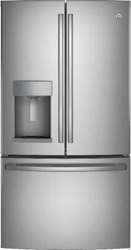 Ge Gfe28gskss 36 Inch French Door Refrigerator With Twinchill, Turbo Cool, Turbo Freeze, Showcase Led, Ice And Water Dispenser, Advaanced Filtration, 27.8 Cu. Ft. Capacity, Ada Compliant, Sabbath Mode, Energy Star And Freestanding: Stainless Steel