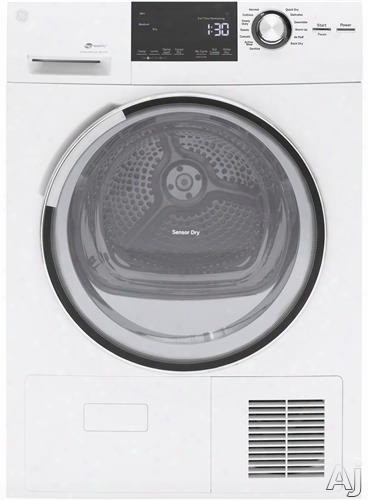 Ge Gft14esslww 24 Inch Ventless Condensing Dryer With  H Sensor Dry␞, Dual Thermistors, Damp Alert, Extended Tumble, Sanitize Cycle, Led Interior Light, Dryer Rack, Quick Dry, 13 Dryer Cycles And 4.0 Cu. Ft. Capacity