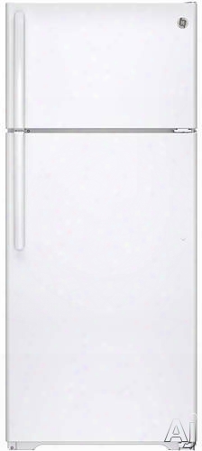 Ge Gie18hghww 28 Inch Top-freezer Refrigerator With 17.6 Cu. Ft. Capacity, 3 Glass Shelves, Adjustable Gallon Door Storage, Uppfront Temperature Controls, Quick Space Shelf, Energy Star Qualification And Factory-installed Ice Maker: White