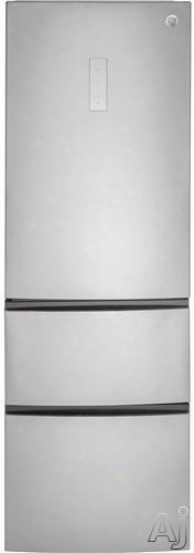 Ge Gle12hslss 24 Inch Counter Depth Bottom Freezer Refrigerator With Tempselectzone Crisper, Bottle Storage Rack, Quick Space Shelf, Electronic Touch Controls, Optional Ice Maker, Led Lighting, Sabbath Mode And 11.9 Cu. Ft. Capacity