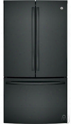 Ge Gne29ggkbb 36 Inch French Door Refrigerator With Twinchill, Showcase Led, Ice Maker, Filtration System, Temperature Display, 28 Cu. Ft. Capacity, Sabbath Mode And Energy Star Rated: Black