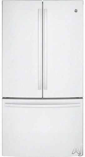 Ge Gne29ggkww 36 Inch French Door Refrigerator With Twinchill, Showcase Led, Ice Maker, Filtration System, Temperature Display, 28 Cu. Ft. Capacity, Sabbath Mode And Energy Star Rated: White