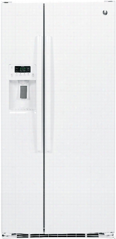 Ge Gse23ggkww 33 Inch Side-by-side Refrigerator With Ice And Water Dispenser, Advanced Water Filltration, Snack Drawer, Humidity-controlled Crisper Drawer, Spillproof Slide-out Glasd Shelving, Gallon Door Storage, Energy Star And 23.2 Cu. Ft. Capacity: