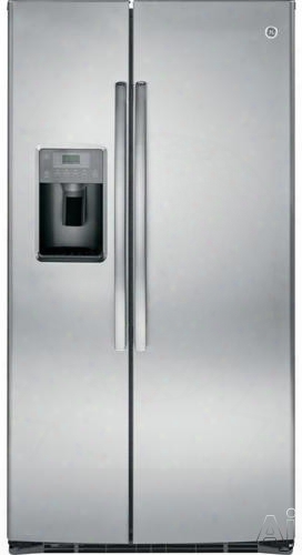 Ge Gse25hshss 36 Inch Side-by-side Refrigerator With 25.4 Cu. Ft. Capacity, Adjustable Spillproof Shelves, Gallon Storage, Fresh Food Multi-level Drawers, Led Lighting, Advanced Water Filtration, Ice And Water Dispenser, Energy Star And Ada Compliant: Sta