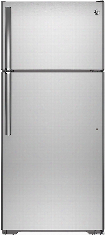 Ge Gts16gshss 28 Inch Top-freezer Refrigerator With Adjustable Splilproof Glass Shelving, Spillproof Freezer Floor, Optional Ice Maker, 2 Humidity Controlled Crisper Drawers, 15.5 Cu. Ft. Capacity, Upfront Temperature Controls, Interior Lighting And Ada C