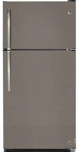 Ge Gts21fmkes 31 Inch Top-freezer Refrigerator With Spillprooof Glass Shelving, Gallon Door Storage, Dairy Bin, Two Crisper Drawers, Ice Maker Optional, Led Interior Lighting And Spillproof Freezer Floor: Slate