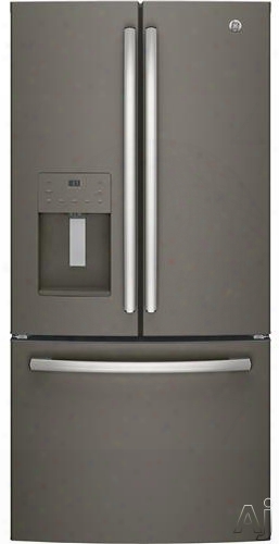 Ge Gye18jmles 33 Inch Counter Depth French Door Refrigerator With Led Lighting, Ice Dispenser, Humidity Controlled Drawers, Turbo Cool Setting, Quick Space Shelf, External Temperature Controls, Ada Compliant, Energy Star And 17.5 Cu. Ft Capacity: Slat