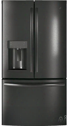 Ge Gye22hblts 36 Inch Counter Depth French Door Refrigerator With Twinchill␞, Turbo Cool, Advanced Water Filtration, Ice And Water Dispenser, Quick Space Shelf, Temperature-controlled Drawer, Spill Proof Shelves, Sabbath Mode, Ada Compliant And Ener