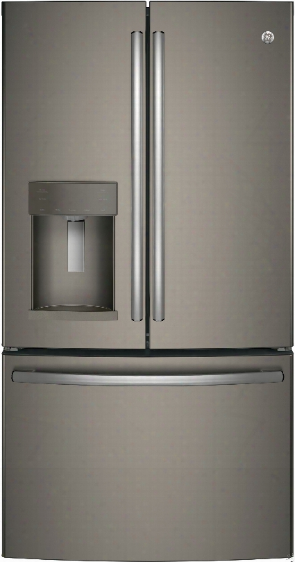Ge Gye22 Hmkes 36 Inch Counter Depth French Door Refrigerator With Twinchill␞, Turbo Cool, Advanced Water Filtration, Ice And Water Dispenser, Quick Space Shelf, Temperature-controlled Drawer, Spill Proof Shelves, Sabbath Mode, Ada Complliant And Ener