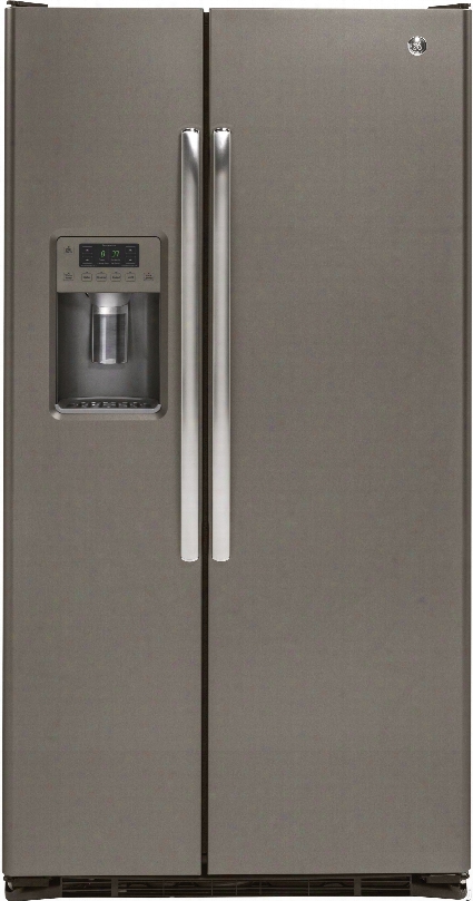 Ge Gzs22dmjes 36 Inch Counter Depth Side-by-side Refrigerator With Ice Maker, Advanced Water Filtration, Humidity-controlled Crisper Drawer, Adjustable Spill Proof Shelves, Gallon Door Storage, Led Lighting, Ada Compliant And 21.9 Cu. Ft. Capacity: Slate