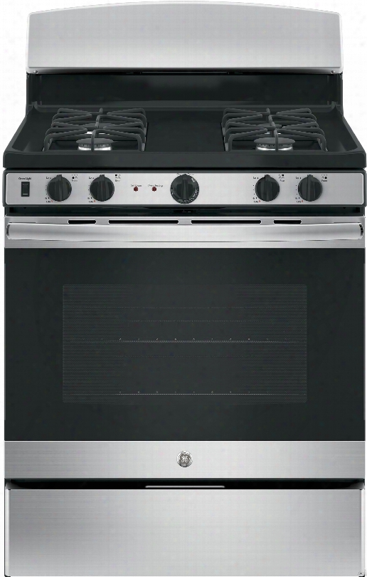 Ge Jgb450rekss 30 Inch Freestanding Gas Range With Precise Simmer Burner, Storage Drawer, Self-clean, 4 Sealed Burners, 5.0 Cu. Ft. Oven And In-oven Broiling: Stainless Steel