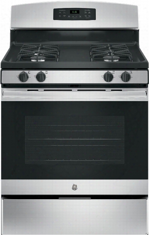 Ge Jgb635 30 Inch Freestanding Gas Range With Precise Simmer Burner, Storage Drawer, Self-clean, In-oven Broioer, 4 Sealed Burners, 5.0 Cu. Ft. Capacity And Star-k Certified