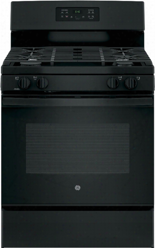 Ge Jgb645dekbb 30 Inch Freee-standing Gas Range With Power Boil Burner, Precise Simmer Burne R, Self-clean In-oven Broiler, Continuous Grates, 4 Sealed Burners, 5.0 Cu. Ft. Oven Capacity And Star-k Certified: Black