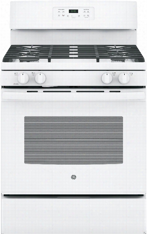 Ge Jgb645dekww 30 Inch Free-standinng Gas Range With Power Boil Burner, Precise Simmer Burner, Self-clean In-oven Broiler, Continuous Grates, 4 Sealed Burners, 5.0 Cu. Ft. Oven Capacity And Star-k Certified: White