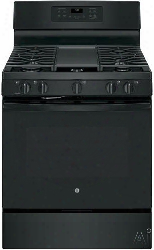 Ge Jgb700dejbb 30 Inch Freestanding Gas Range With Edge-to-edge Cooktop, Gas Convection, Extra-large Griddle, Center Oval Burner, Steam Self-clean, 5 Sealed Burners, 5.0 Cu. Ft. Oven, Power Boil Burner And Star-k Certified: Black