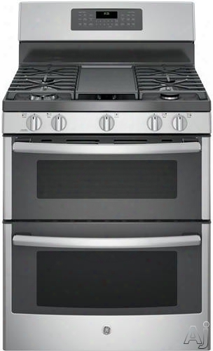 Ge Jgb860sejss 30 Inch Freestanding Double Oven Gas Range With Convection, Precise Simmer Burner, Non-stick Griddle, Steam Clean, Power Boil Burner, 5 Sealed Burners, 6.8 Cu. Ft. Oven Capacity And Star-k Certified: Stainless Steel