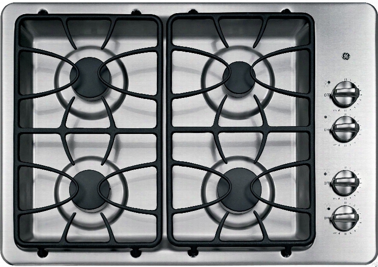 Ge Jgp329setss 30 Inch Gas Cooktop With 4 Sealed Burners, 11,000 Btu Burner, Precise Simmer Burner, Matte Grates, Dishwasher-safe Knobs, Ada Compliant And Ge Fits! Guarantee: Stainless Steel