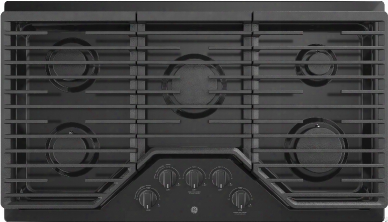 Ge Jgp5036dlbb 36 Built-in Gas Cooktop With Max Burner System, Power Boil Burner, Griddle, Simmer Burner, Continuous Grates, Dishwasher Safe Grates, 5 Sealed Burners And Ada Compliant: Black