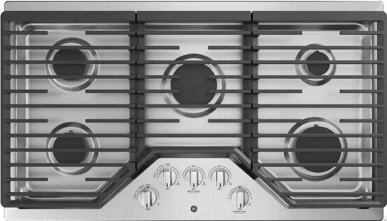 Ge Jgp5036s 36 Built-in Gas Cooktop With Max Burner System, Power Boil Brner, Griddle, Simmer Burner, Continuous Grates, Dishwasher Safe Grates, 5 Sealed Burners And Ada Compliant