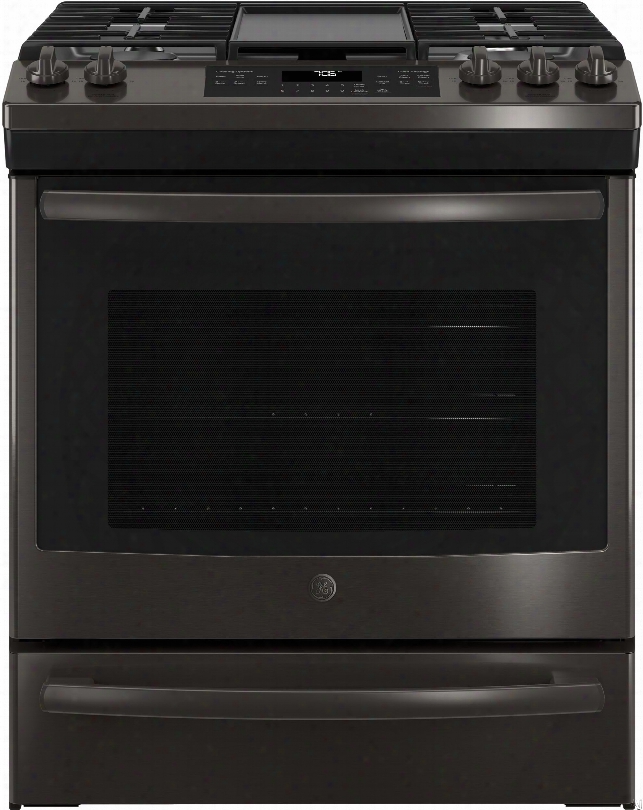 Ge Jgs760 30 Inch Slide-in Gas Range With Convection, Griddle, Steam Clean, Power Boil, Burner Simmer Burner Continuous Grates, Storage Drawer, 5 Sealed Burners, 5.6 Cu. Ft. C Apacity, Ada Compliant And Star-k Certified