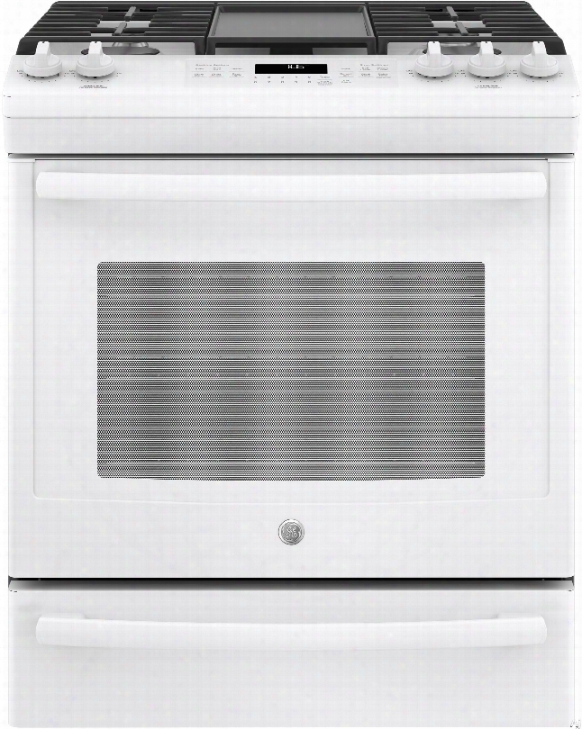 Ge Jgs760delww 30 Inch Slide-in Gas Range With Convection, Griddle, Steam Clean, Power Boil, Burner Simmer Burner Continuous Grates, Storage Drawwr, 5 Sealed Burners, 5.6 Cu. Ft. Capacity, Ada Compliant And Star-k Certified: White
