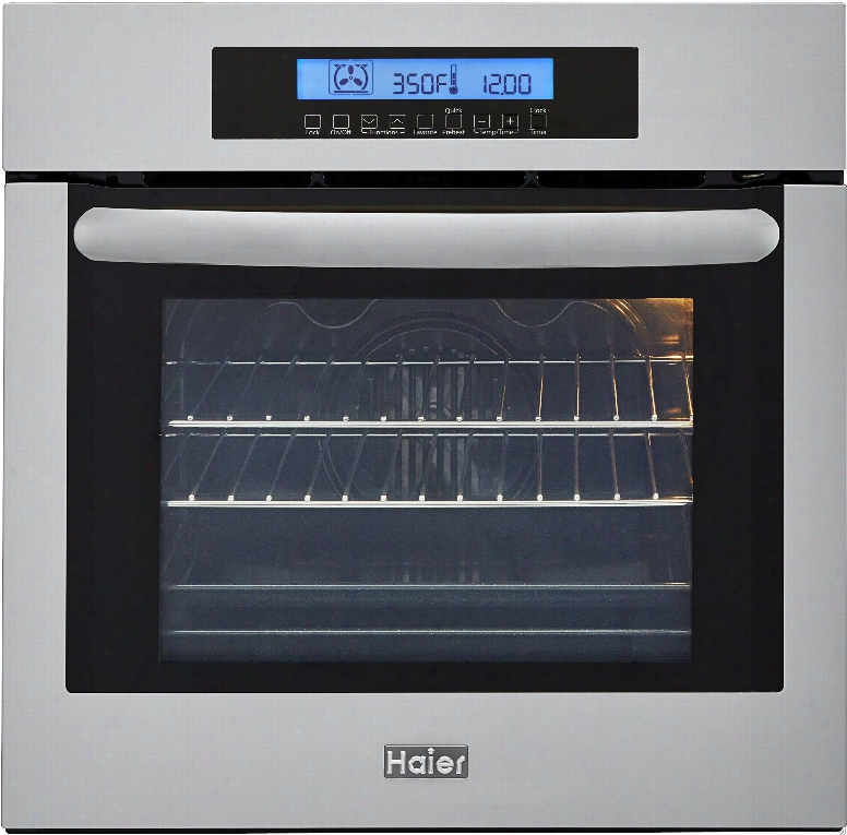 Haier Hcw2360aes 24 Inch Electric Wall Oven With European Convection, Sensor Touch Controls, Self-clean, 2.0 Cu. Ft. Capacity, 10 Cooking Modes, Pizza Mode, My Favorite Recipe, 2 Enameled Baking Pans And Safety Lock