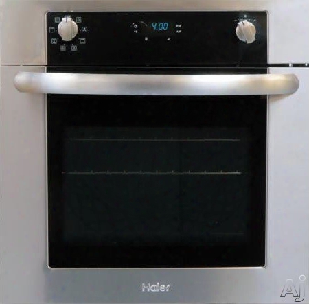 Haier Hcw2460aes 24 Inch Wall Oven With 2.2 Cu. Ft. Capacity, True European Convection, 6 Cooking Modes, 2 Oven Racks With 4 Possible Positions, 10 Pass 2,000 Watt Broil Element, Halogen Lighting And Self-cleaning System