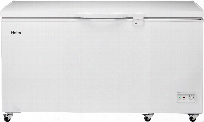 Haier Hfc1504acw 60 1/2 Inch Chest Freezer With 14.5 Cu. Ft. Capacity, 2 Removable Baskets, Casters, Interior Led Lighting, Security Lock, High Temperature Indicator Light, Power On Indicator Light, Manual Defrost With Easy Access Defrost Drain And Space-