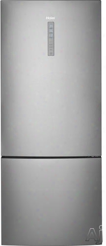 Haier Hrb15n3bgs Bottom Freezer Refrigerator With Quick Cool, Quick Freeze, Led Lighting, 15 Cu. Ft. Of Capacity, 2 Adjustable Glass Shelves, 1 Crisper Bin, 3 Full Width Door Binw, 3 Freezer Bins, Temperature Controlled Bin, Sabbath Mode And Energy Star R