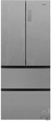 Haier Hrf15n3bgf 28 Inch 4-door Counter Depth French Door Refrigerator With Dual Freezer Drawers, Quick Cool, Quick Freeze, Electronic Touch Controls, Led Lighting, Smudge Resistant, 15 Cu. Ft. Capacity, Sabbath Mode And Freestanding