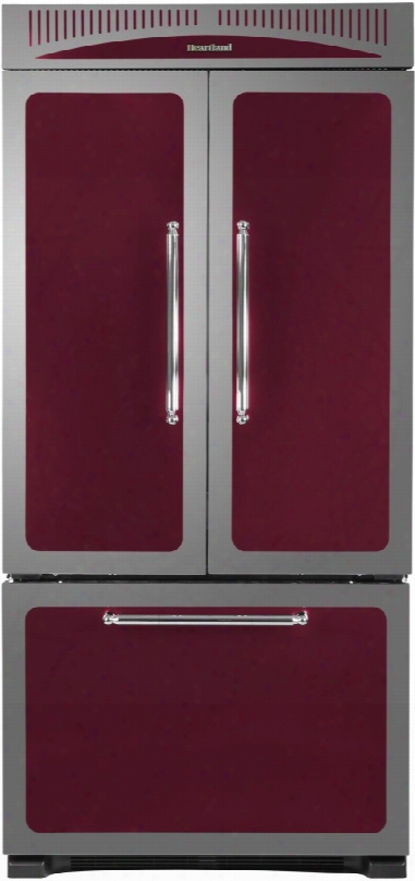 Heartland Classic Collection Hcfdr23crn 36 Inch Counter Depth French Door Refrigerator With 22.6 Cu. Ft., 4 Adjustable Half-width Shelves, Temperature Controlled Storage Drawer, Wine Rack, Automatic Ice Maker, Sabbath Mode And Star-k Certified: Cranberry