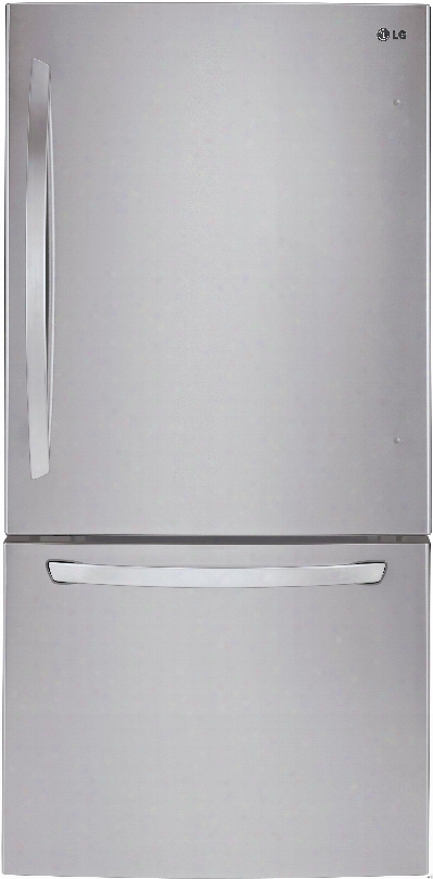 Lg Ldcs22220 30 Inch Bottom Freezer Refrigerator With Linear Compressor, Smartdiagnosis␞, Ice Maker, Door Alarm, Adjustable Spillprotector␞ Shelves, Humidity-controlled Crisper Drawers, 2-tier Organization Freezer, Energy Star And 22 Cu. F