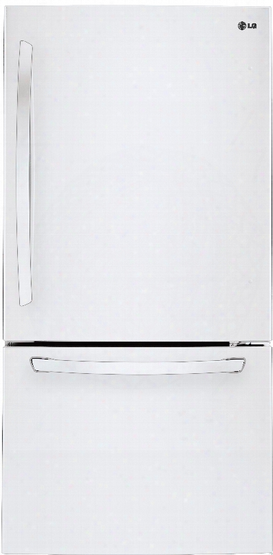 Lg Ldcs22220w 30 Inch Bottom Freezer Refrjgerator With Linear Compressor, Smartdiagnosis␞, Ice Maker, Door Alarm, Adjustable Spillprotector␞ Shelves, Humidity-controlled Crisper Drawers, 2-tier Organization Freezer, Energy Star And 22 Cu. 