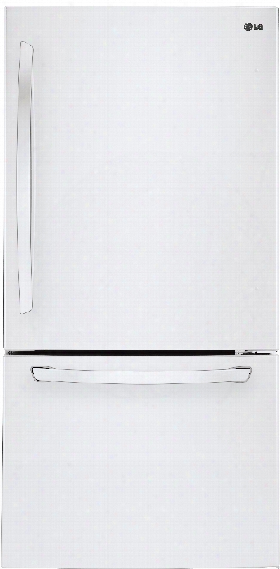 Lg Ldcs24223w 33 Inch Bottom Freezer Refrigerator With Linear Compressor, Ice Maker, Spillprotector␞ Tempered Glass Shelves, Humidity-controlled Crisper Drawers, Glide N' Serve␞ Deli Drawer, Smartdiagnosis␞, Neergy Star And 24 Cu. F