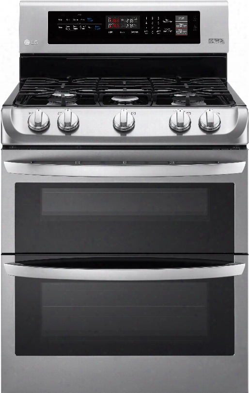 Lg Ldg4311 30 Inch Double Oven Gas Range With 5 Sealed Burners, 6.9 Cu. Ft. Capacity, Probake Convection, 17,000 Btu Superboil Burner, 10 Min Easyclean Mode And Glass Touch Controls