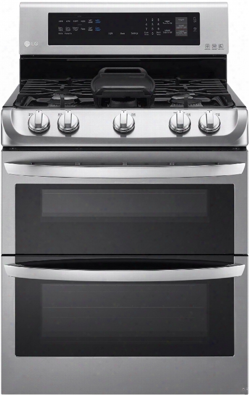 Lg Ldg4315st 30 Inch Double Oven Gas Range With Probake Convection, Easyclean, Wideview␞ Window, Ultraheat␞ 18,500 Btu Power Burner, 5 Sealed Burners, 6.9 Cu. Ft. Capacity, Glass Touch Controls And Griddle: Stainless Steel