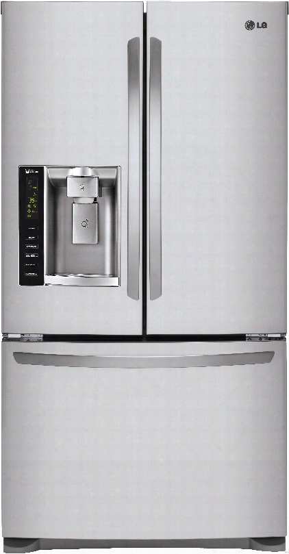 Lg Lfx25974st 36 Inch French Door Refrigerator With Slim Spaceplus␞ Ice System, Smart Cooling System, Glide N' Serve Drawer, External Tall Dispenser, Linear Compressor, Spillprotector␞ Shelves, Humidity-controlled Crispers And Ada Com