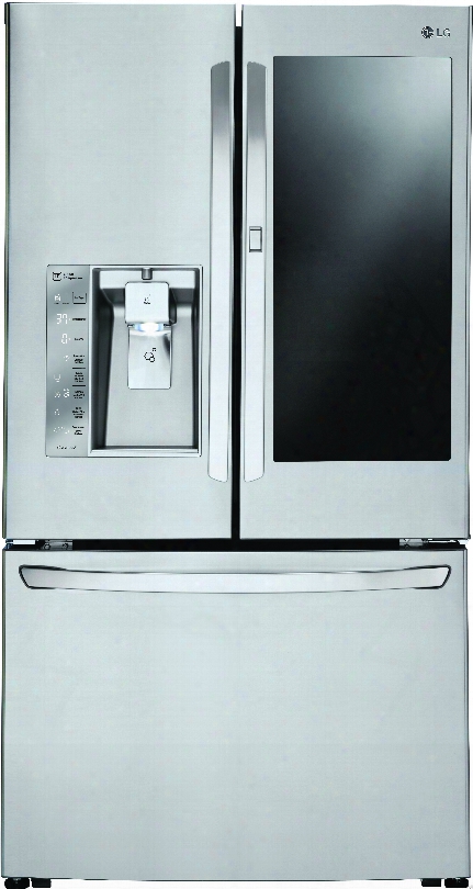 Lg Lfxc24796s 36 Inch Counter Depth French Door Refrigerator With Instaview␞ Window, Door-in-door, Slim Spaceplu Ice System, Smart Cooling Plus, Dual Evaporators, Ice And Water Dispenser, Spillproof␞ Glass Shelving, Humidity Contr