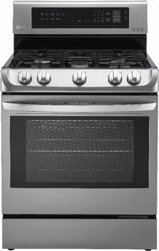 Lg Lrg4113st 30 Inch Gas Range With Probake Convection, Ultraheat Burner, Easyclean, 5 Sealed Burners, 6.3 Cu. Ft. Oven, Smart Oven Light, Glass Touc Hcontrols And Storage Drawer