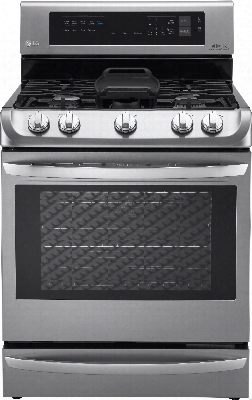 Lg Lrg4115st 30 Inch Gas Range With Probake Convection, Lg Ultraheat␞ 18,500 Btu Burner, Easyclean Mode, Glass Touch Controls, Griddle Accessory, 5 Sealed Burners, 6.3 Cu. Ft. Oven And Warming Drawer