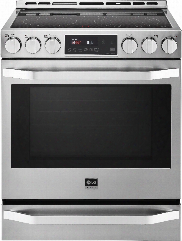 Lg Studio Lsse3026st 30 Inch Slide-in Electric Range With Convection, Infrared Heating, Easyclean, Delay Start, 6.3 Cu. Ft. Capacity, 5 Smoothtop Elements, Hot Surface Led Indicator And Warming Drawer: Stainless Steel