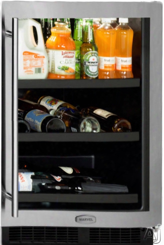 Marvel Ml24bcf2lp 24 Inch Built-in Beverage Centre With 2 Cantilevered Glass Shelves, Glide-out Wine Cradle, Dual-level Led, Marvel Intuit Temperature Controls, Star-k Certified Sabbath Mode, Energy Star And Black Maole Shelf Fronts: Overlay Frame, Left H