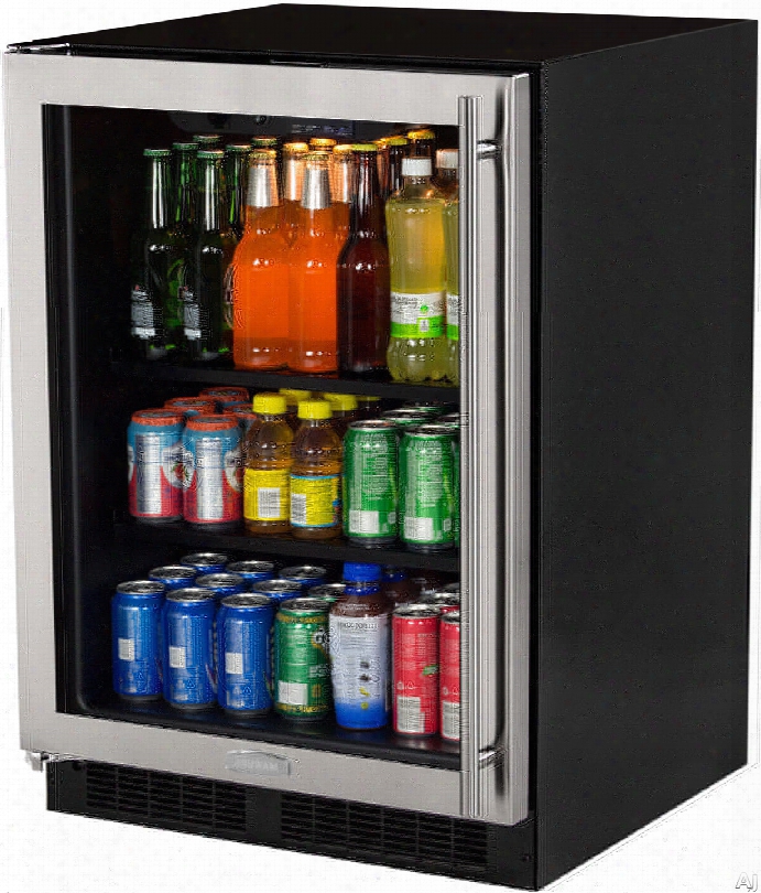 Marvel Ml24bcg0ls 24 Inch Built-in Beverage Center With Perforated Commercial-grade Steel Shelves, In-cabinet Lcd Controls, Stainless Steel Tubular Handle And Incandescent Lighting: Left Hinge Door Swing